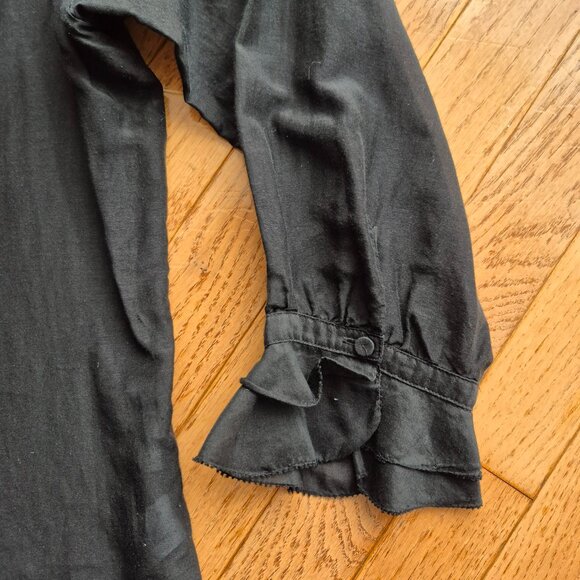 GAP Button Up Tuxedo Velvet Silk Cotton Blend Sheer Blouse 12 - Picture 4 of 14